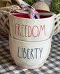 New Rae Dunn white ceramic patriotic usa bowl set LIBERTY & FREEDOM