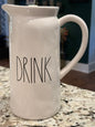 New Rae Dunn white ceramic pitcher DRINK