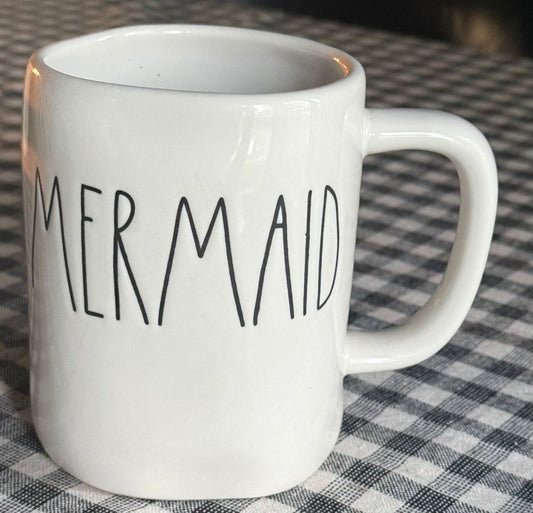 New Rae Dunn white ceramic coffee mug MERMAID