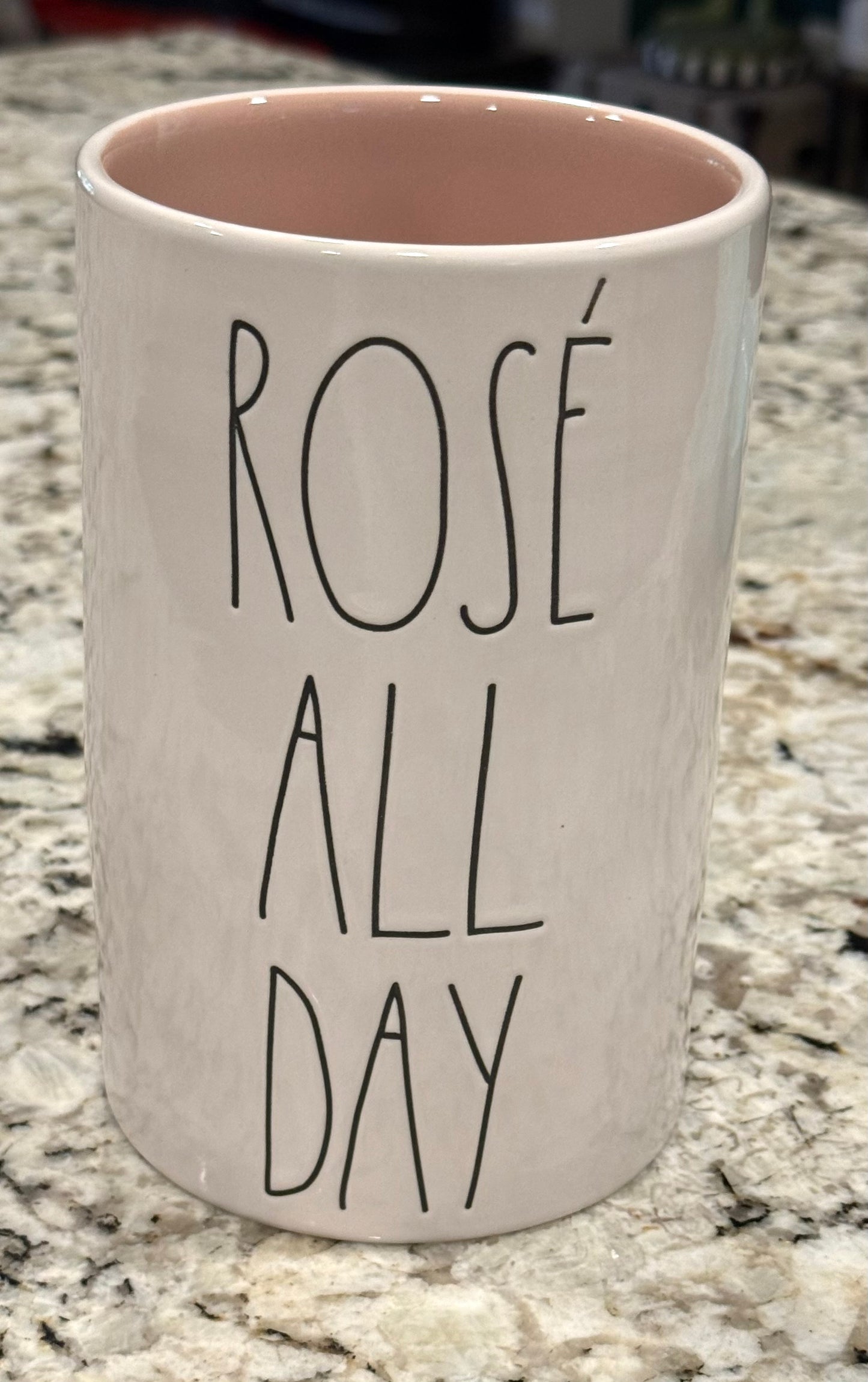 New Rae Dunn white ceramic wine bottle holder ROSE ALL DAY