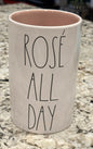 New Rae Dunn white ceramic wine bottle holder ROSE ALL DAY