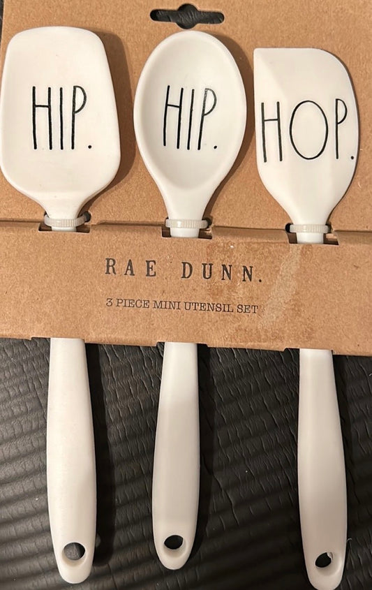 New Rae Dunn white Easter 3-piece mini utensil set HIP HIP HOP