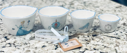 New release Rae Dunn x Disney’s Cinderella blue trimmed measuring cup set