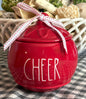 New Rae Dunn red ceramic Christmas storage decor ornament CHEER