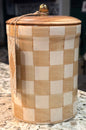 New Made in India ceramic 7” storage butter check checked canister