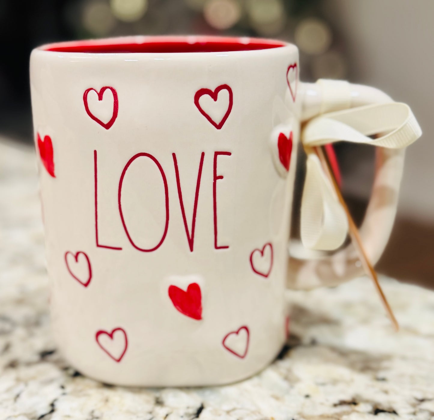 New Rae Dunn red and white heart 🤍 ceramic coffee mug LOVE