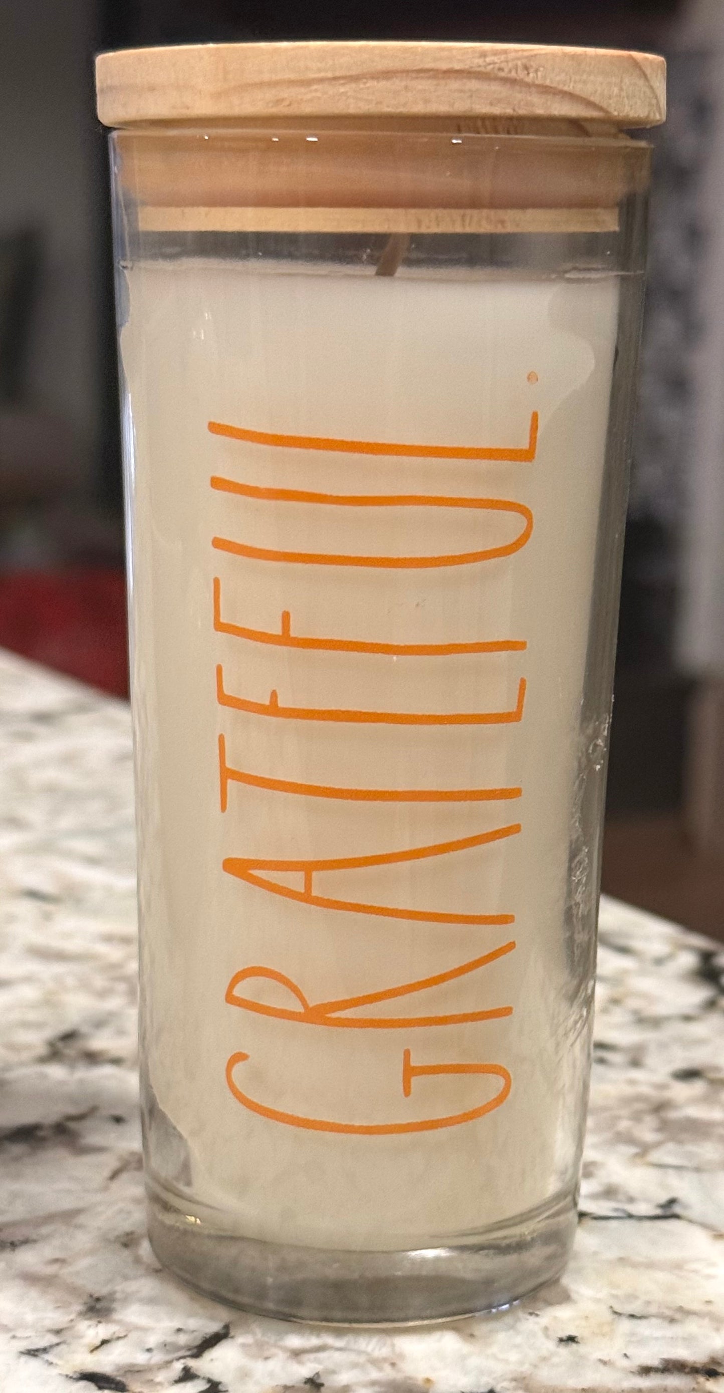 New Rae Dunn glass jar candle GRATEFUL -spiced vanilla 5oz