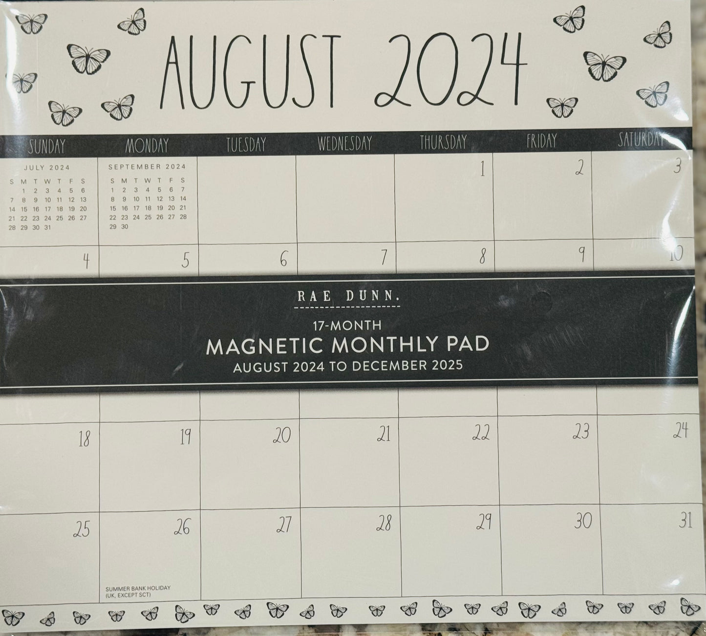 New Rae Dunn 2024-2025 magnetic tear Off weekly calendar - butterfly