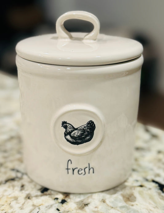 New Rae Dunn small ceramic chicken canister FRESH