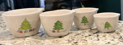 Rae Dunn white ceramic watercolor tree measuring cup set