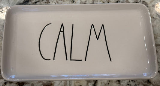 Rae Dunn white ceramic 10x5 tray CALM