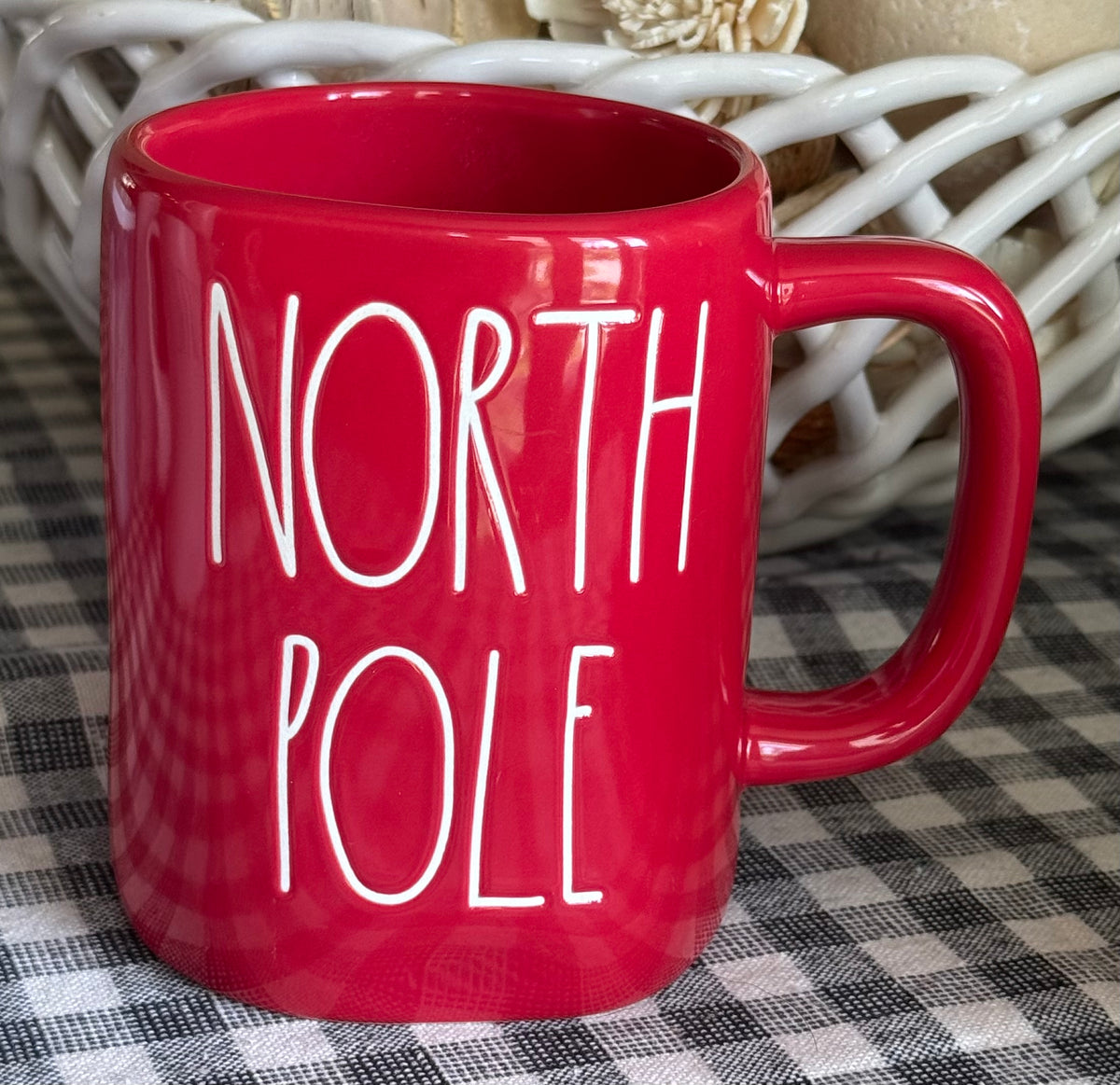 New Rae Dunn red ceramic Christmas mug NORTH POLE