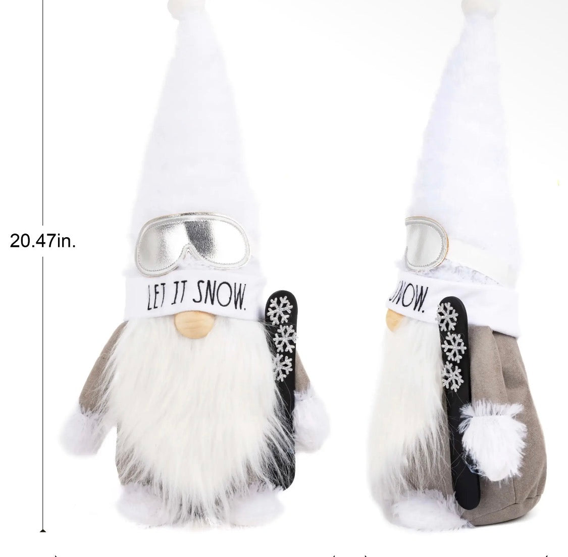 New Rae Dunn Christmas/Winter plush holiday gnome decor LET IT SNOW.