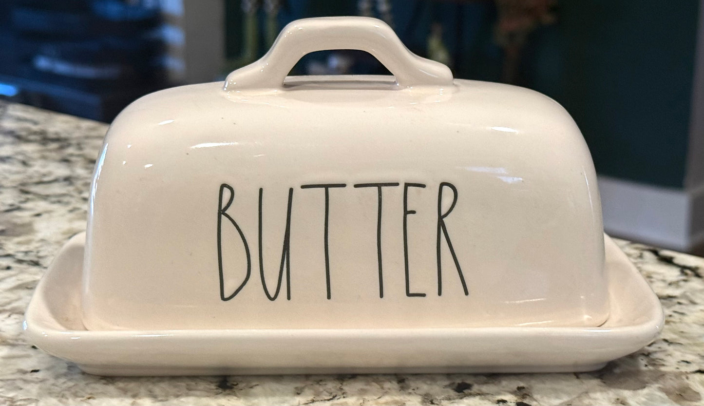 New Rae Dunn white ceramic BUTTER storage dish