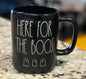 New Rae Dunn black ceramic Halloween HERE FOR THE BOOS  coffee mug
