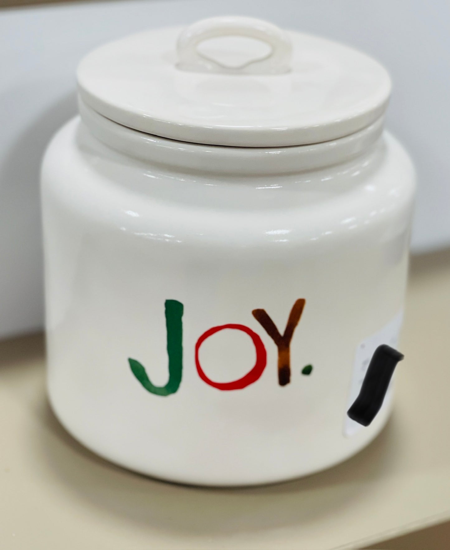 New Rae Dunn white ceramic Christmas canister JOY