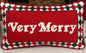 New red check holiday hook Christmas throw pillow home decor 9x15 VERY MERRY