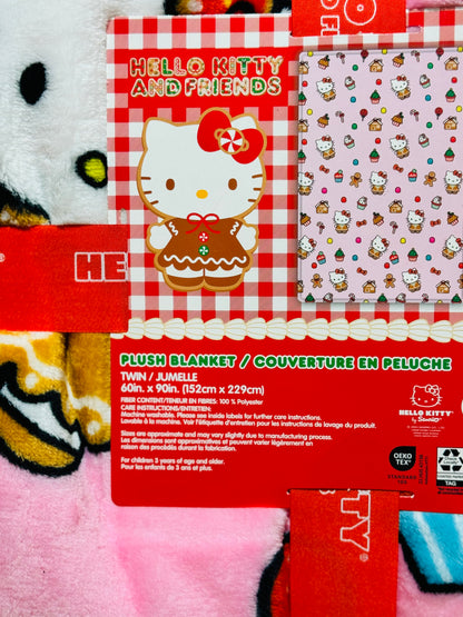 New Hello Kitty pink gingerbread Twin size bedding blanket 60x90 Christmas