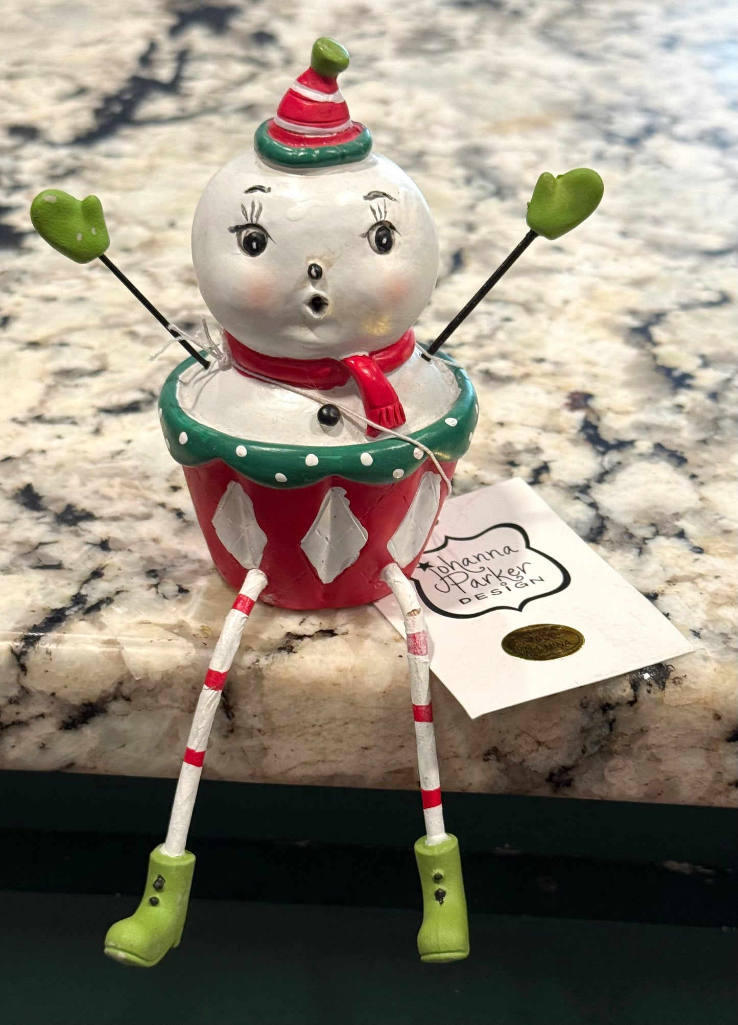 New Joanna Parker snowman Christmas shelf sitter decor - Diamond