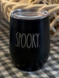 New Rae Dunn black stainless 12oz wine tumbler Halloween decor SPOOKY.