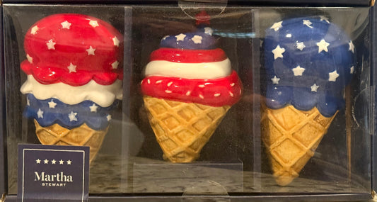 New ceramic Martha Stewart American 🇺🇸 ice cream 3-piece decor set