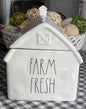 New Rae Dunn white ceramic barn cookie jar FARM FRESH