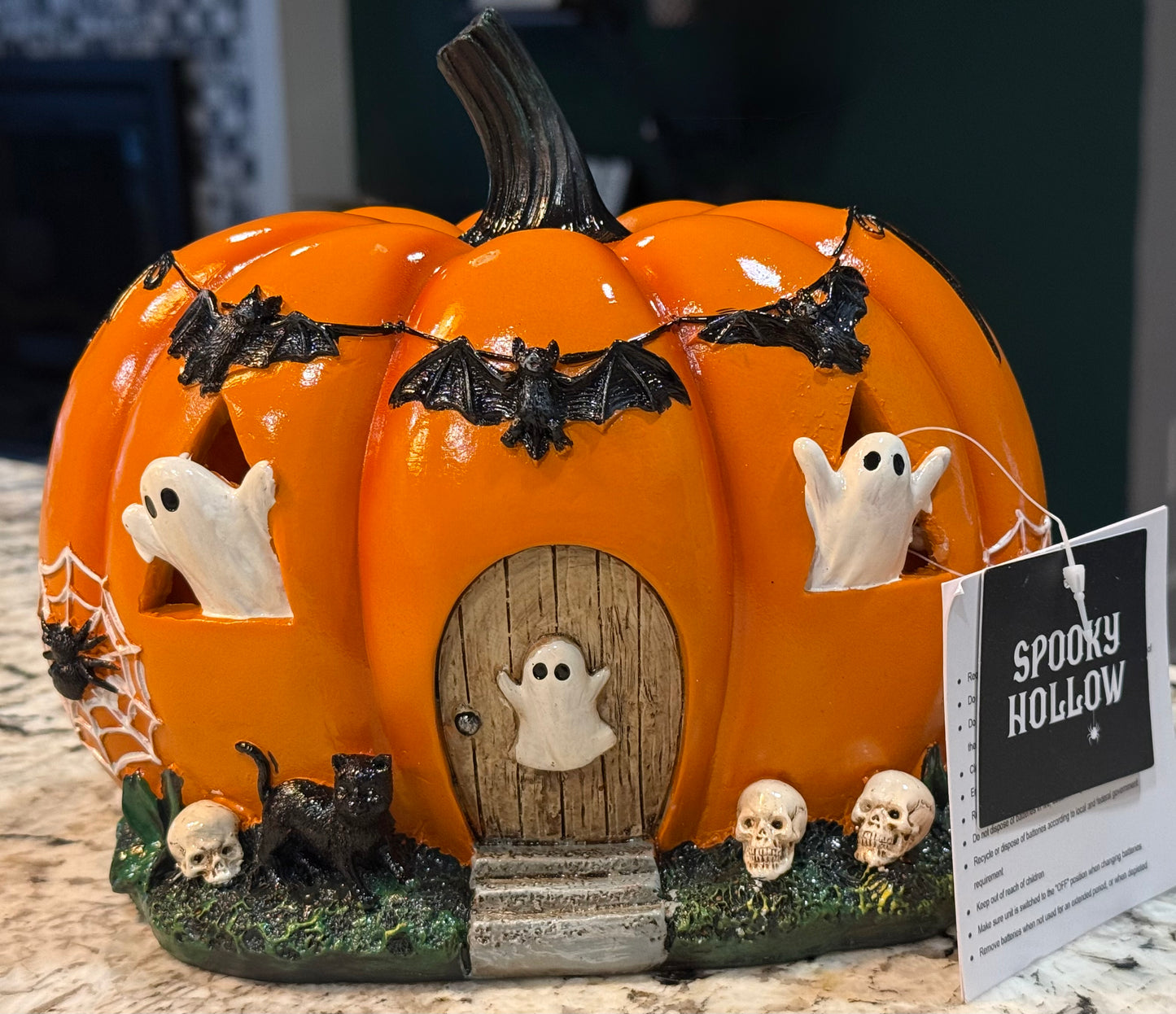 New led light up pumpkin ghost house decor 8.5x7.5