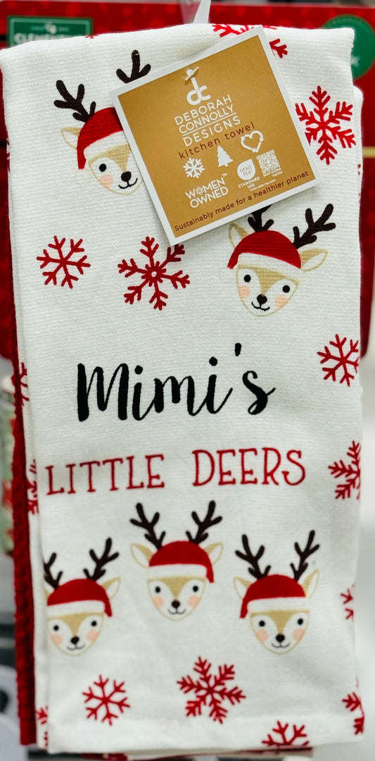 New 3-piece Christmas kitchen dish towel set MIMI’S LITTLE DEERS