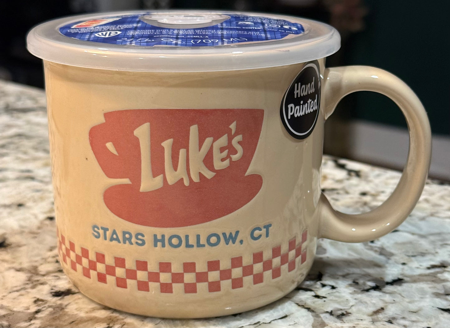 New ceramic 24 oz Gilmore Girls wax resist soup mug with lid