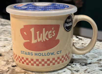 New ceramic 24 oz Gilmore Girls wax resist soup mug with lid