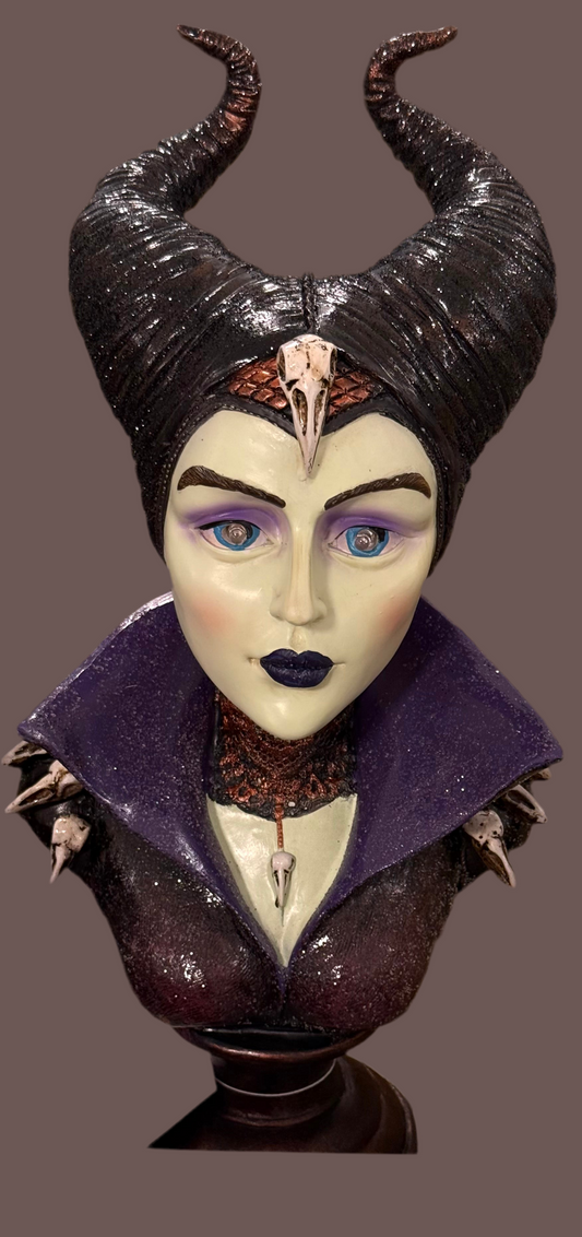 New led light up Halloween bust form Maleficent glittered decor