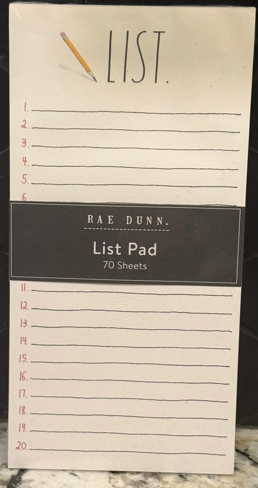 New Rae Dunn LIST notepad