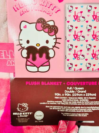 New Hello Kitty Full/Queen pink LOVE 90x90 bedding blanket