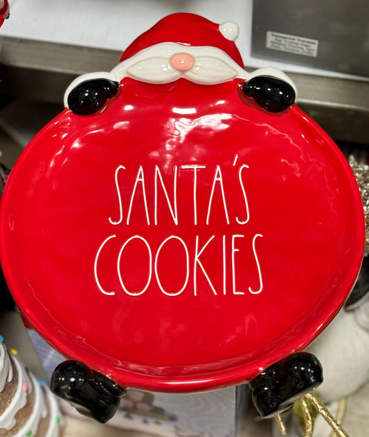 New Rae Dunn red ceramic SANTA’S COOKIES 🍪 SERVING PLATE