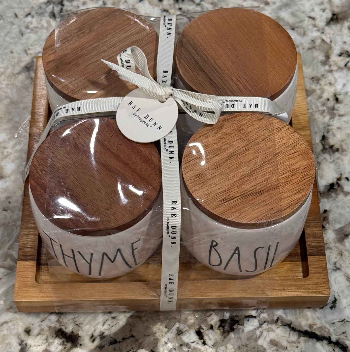 New Rae Dunn white ceramic spice storage jar set