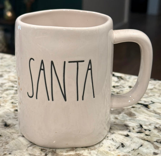 New white ceramic Rae Dunn Christmas decor coffee mug SANTA