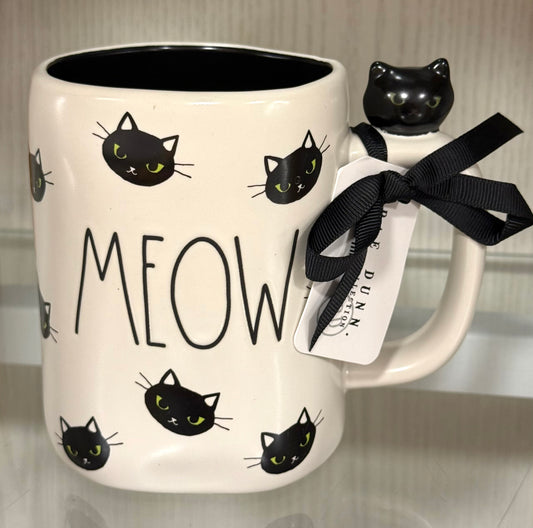 New Rae Dunn ceramic Halloween coffee mug MEOW