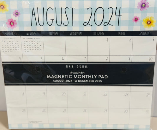 New Rae Dunn plaid floral magnetic back 2024-25 weekly tear-off calendar