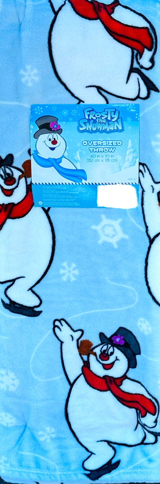 New Blue Frosty the Snowman 60x70 oversized plush throw blanket