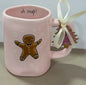 New Rae Dunn pink ceramic gingerbread coffee mug Christmas decor OH SNAP