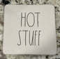 New Rae Dunn white ceramic HOT STUFF pot holder