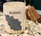 New Rae Dunn white ceramic BLESSED leaf print fall coffee mug