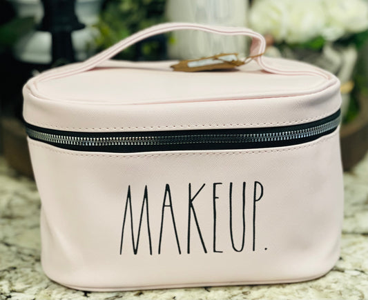 New Rae Dunn pink storage makeup travel case MAKEUP