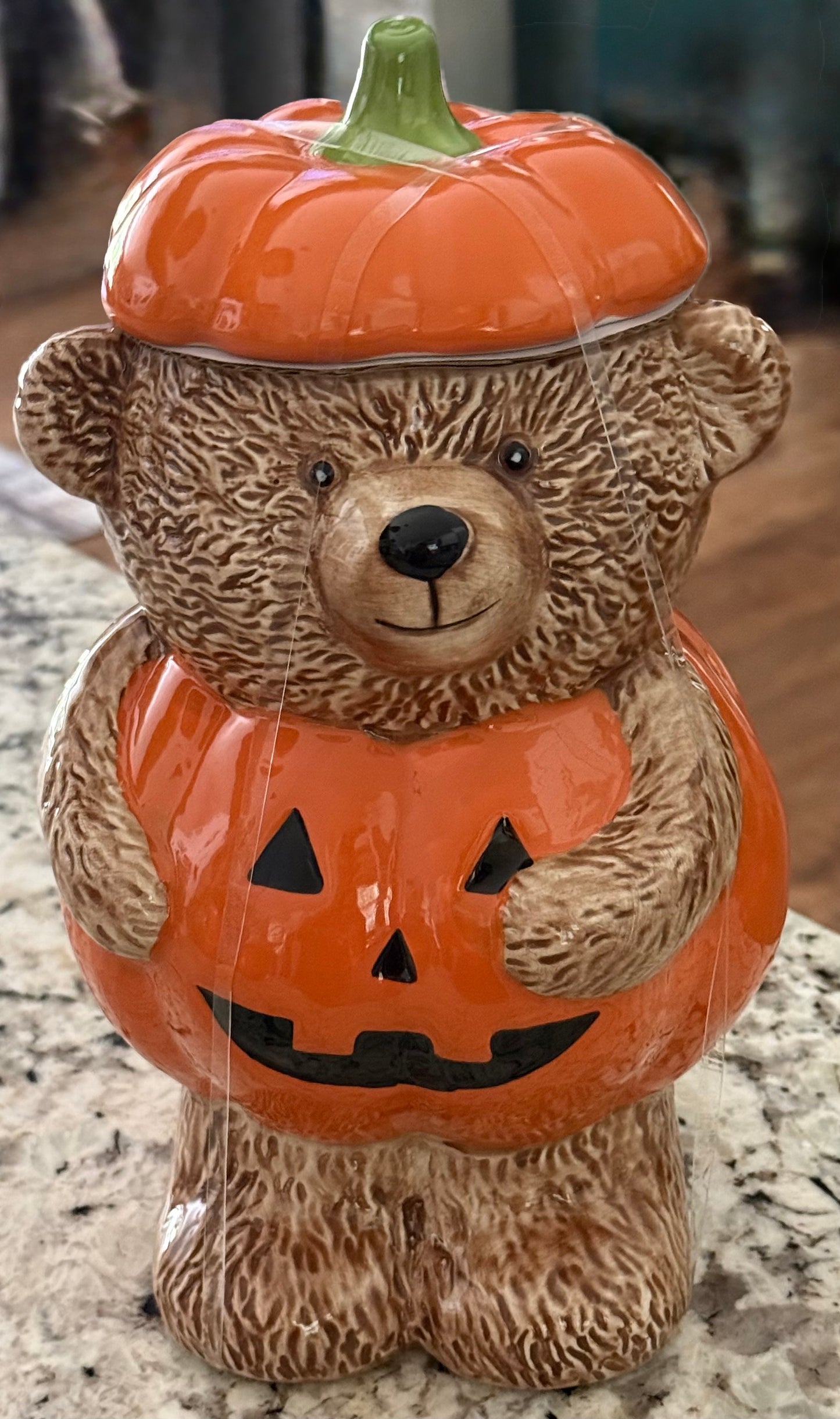 New ceramic Teddy Bear Creepy Critters fall pumpkin cookie jar canister