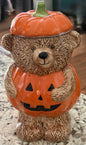 New ceramic Teddy Bear Creepy Critters fall pumpkin cookie jar canister