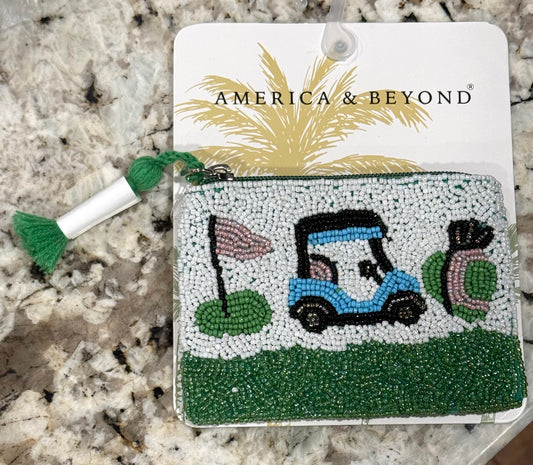 New Made in India beaded 5x4 Golf Cart mini bag