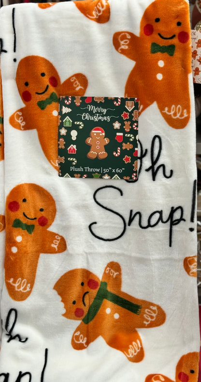 New white traditional gingerbread Christmas gingerbread throw blanket 50x60 OH SNAP