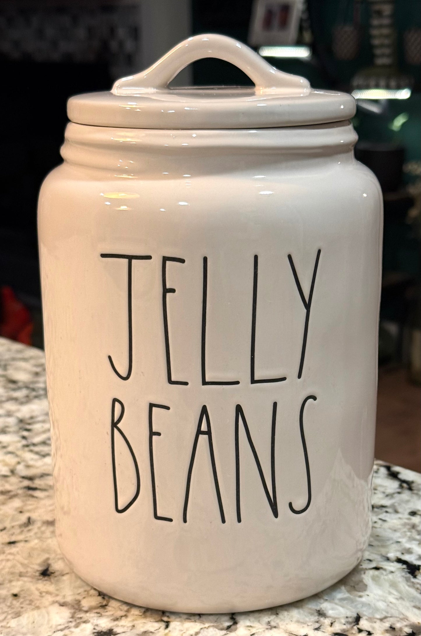 New Rae Dunn white ceramic 9” JELLY BEANS canister Easter decor