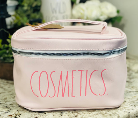 New Rae Dunn pink storage makeup travel case COSMETICS