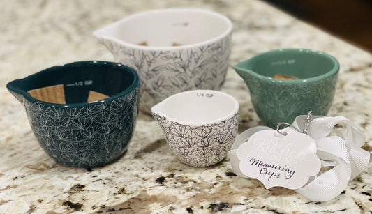 New ceramic fall floral print measuring cup set home decor